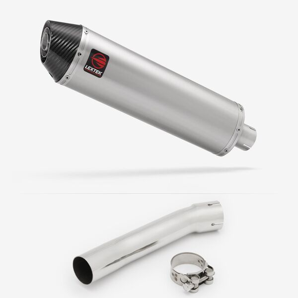 Lextek Brushed Stainless Steel RP1 400mm Exhaust with Link Pipe for Suzuki SV650 (99-02)