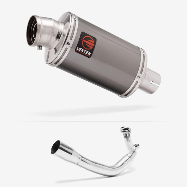 Lextek Smoked Stainless Steel OP15 200mm Exhaust System for Lexmoto Chieftain / Apollo