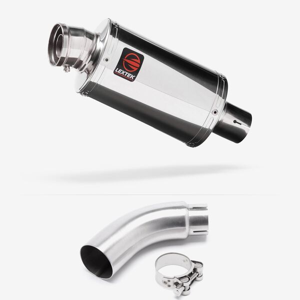 Lextek Polished Stainless Steel OP4 200mm Exhaust with Link Pipe for Yamaha MT-03 (16-22)