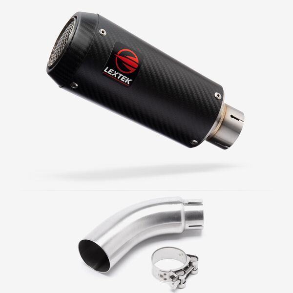 Lextek Carbon Fibre CP9C 180mm Exhaust with Link Pipe for Yamaha MT-03 (16-22)