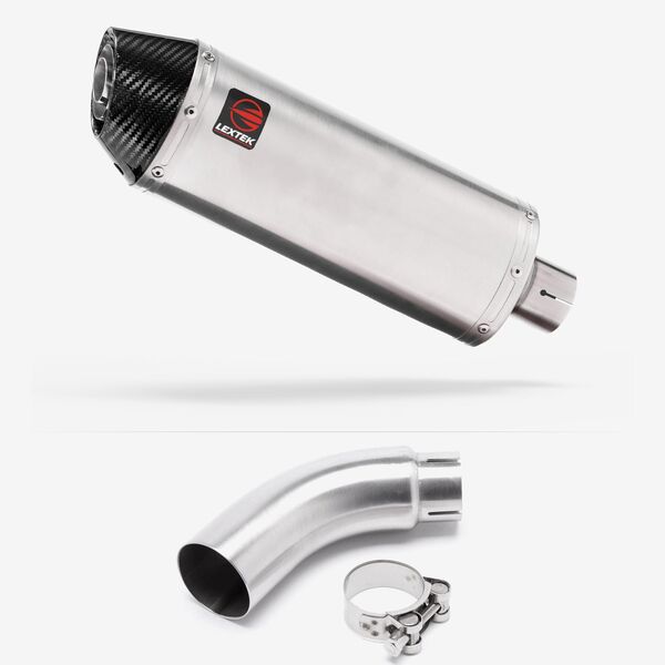Lextek Brushed Stainless Steel RP2 300mm Exhaust with Link Pipe for Yamaha MT-03 (16-22)