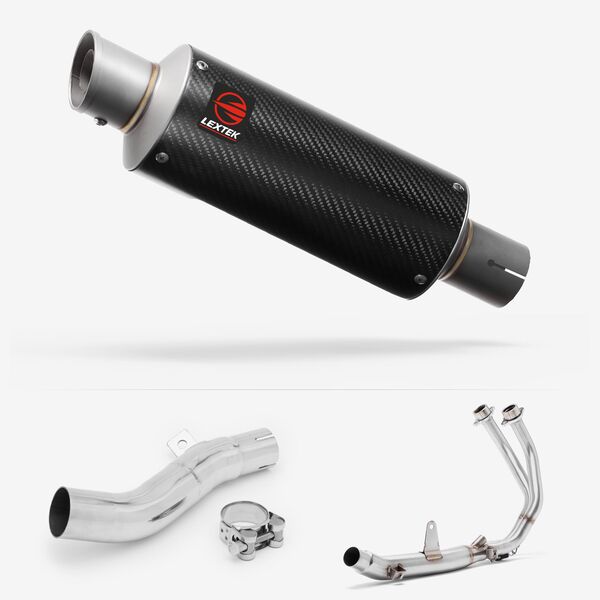 Lextek Carbon Fibre GP8C 240mm Exhaust System for Honda CB500X (17-22) & CB500F (16-22)