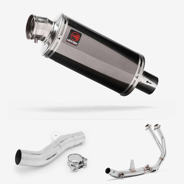Lextek Smoked Stainless Steel OP16 250mm Exhaust System for Honda CB500X (17-22) & CB500F (16-22)