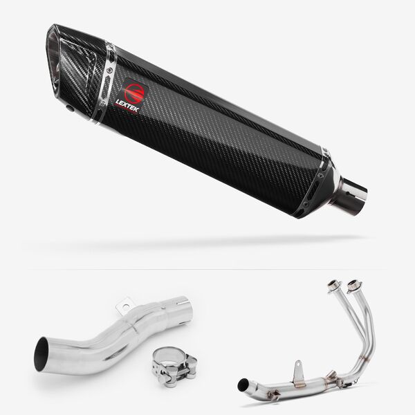 Lextek Carbon Fibre SP7C 400mm Exhaust System for Honda CB500X (17-22) & CB500F (16-22)