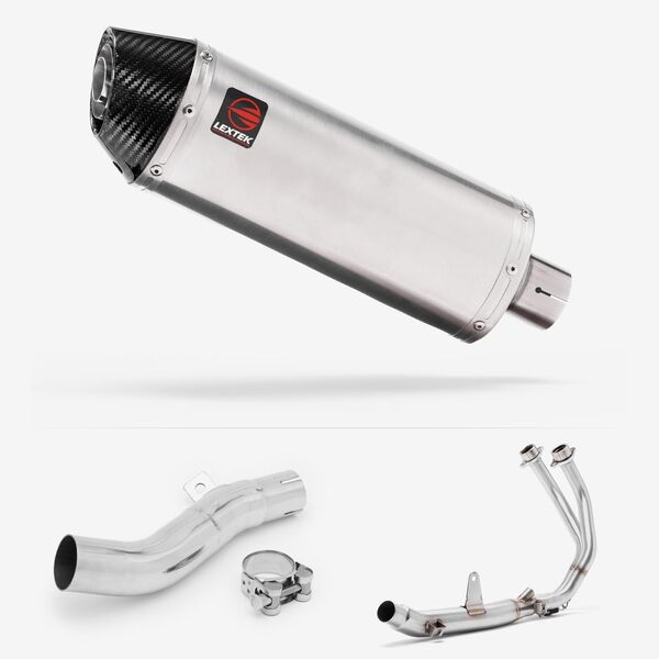 Lextek Brushed Stainless Steel RP2 300mm Exhaust System for Honda CB500X (17-22) & CB500F (16-22)