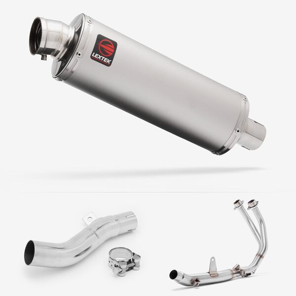 Lextek Matt Stainless Steel OP1 350mm Exhaust System for Honda CB500X (17-22) & CB500F (16-22)