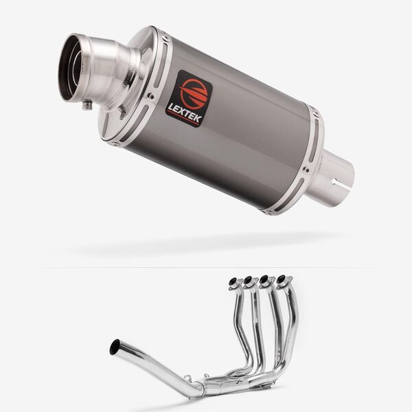 Lextek Smoked Stainless Steel OP15 200mm Exhaust System for Suzuki GSX 1300 R Hayabusa (21-24)