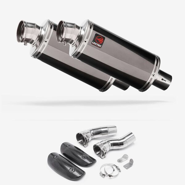 Lextek Smoked Stainless Steel OP16 250mm Exhaust with Link Pipes