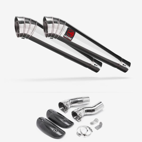Lextek Polished Stainless Steel MP4 300mm Exhaust with Link Pipes