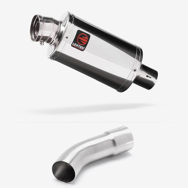Lextek Polished Stainless Steel OP4 200mm Exhaust with Link Pipe for Suzuki GSX-S 1000 (21-24)