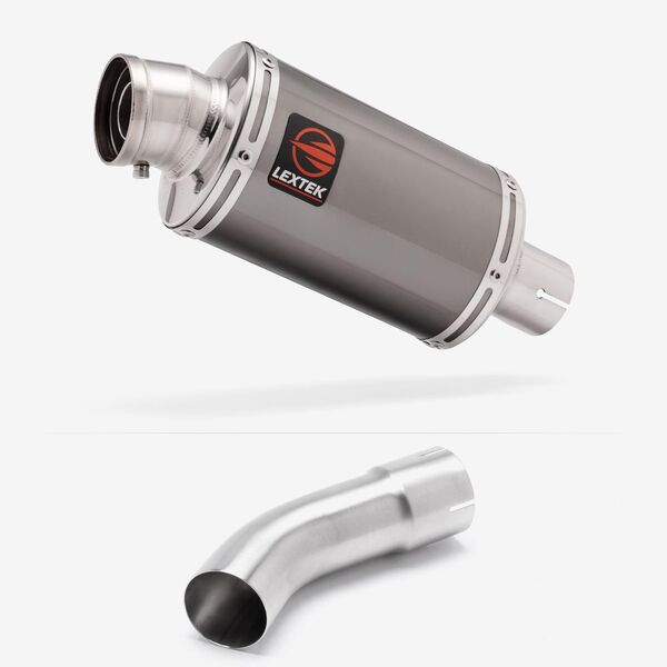 Lextek Smoked Stainless Steel OP15 200mm Exhaust with Link Pipe for Suzuki GSX-S 1000 (21-24)