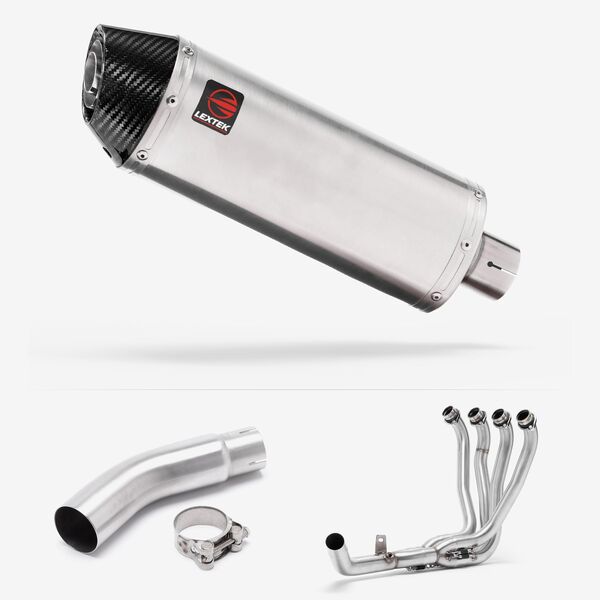 Lextek Brushed Stainless Steel RP2 300mm Exhaust System for Suzuki GSX-S750 (17-23)