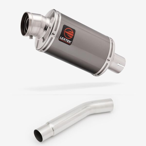 Lextek Smoked Stainless Steel OP15 200mm Exhaust with Link Pipe for Kawasaki Versys 1000 (12-14)