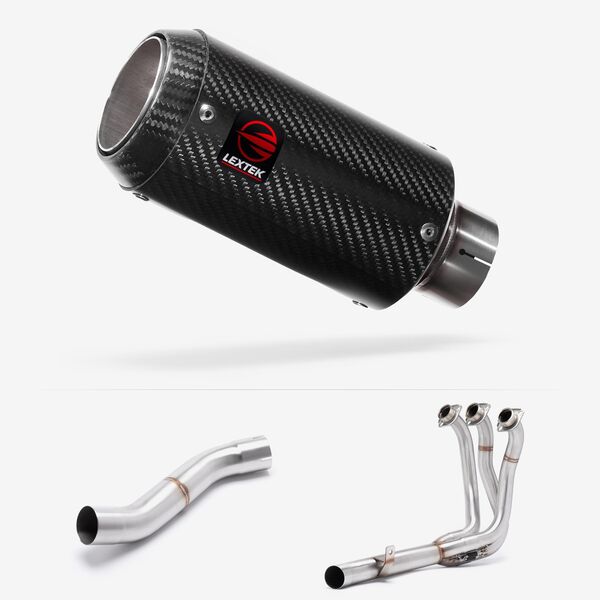 Lextek Carbon Fibre CP8C 150mm Exhaust System with High Level Link Pipe for Yamaha MT-09 (21-24)