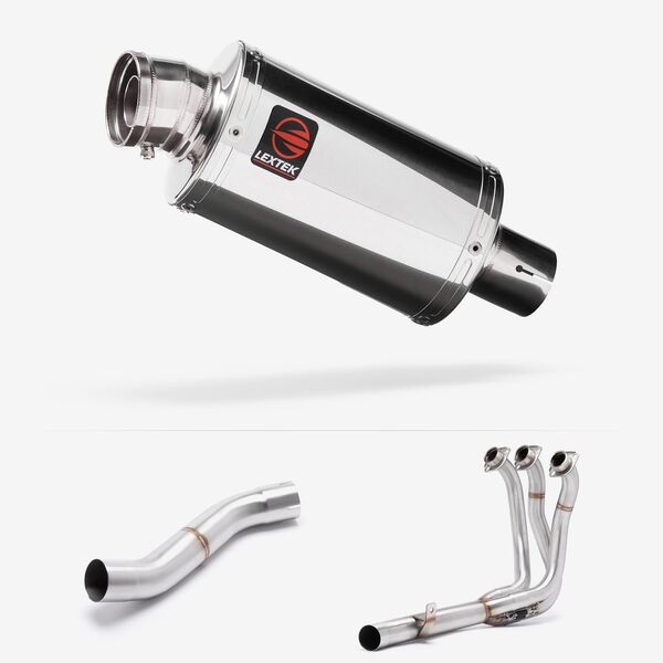 Lextek Polished Stainless Steel OP4 200mm Exhaust System with High Level Link Pipe