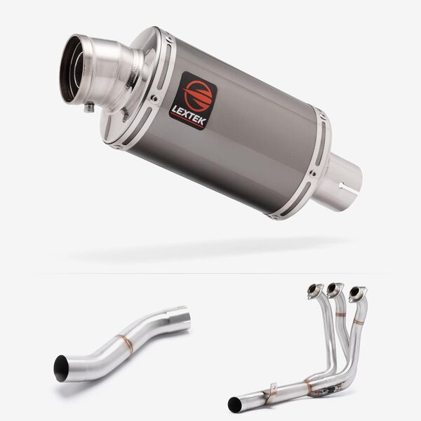 Lextek Smoked Stainless Steel OP15 200mm Exhaust System with High Level Link Pipe