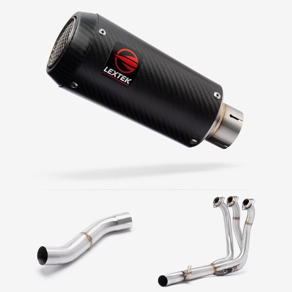 Lextek Carbon Fibre CP9C 180mm Exhaust System with High Level Link Pipe for Yamaha MT-09 (21-24)