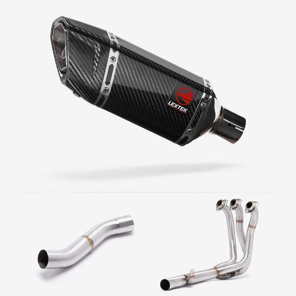 Lextek Carbon Fibre SP11C 200mm Exhaust System with High Level Link Pipe for Yamaha MT-09 (21-24)