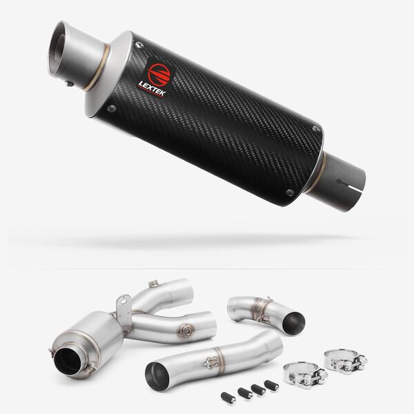 Lextek Carbon Fibre GP8C 240mm Exhaust with Link Pipe for Yamaha MT-10 (16-24)