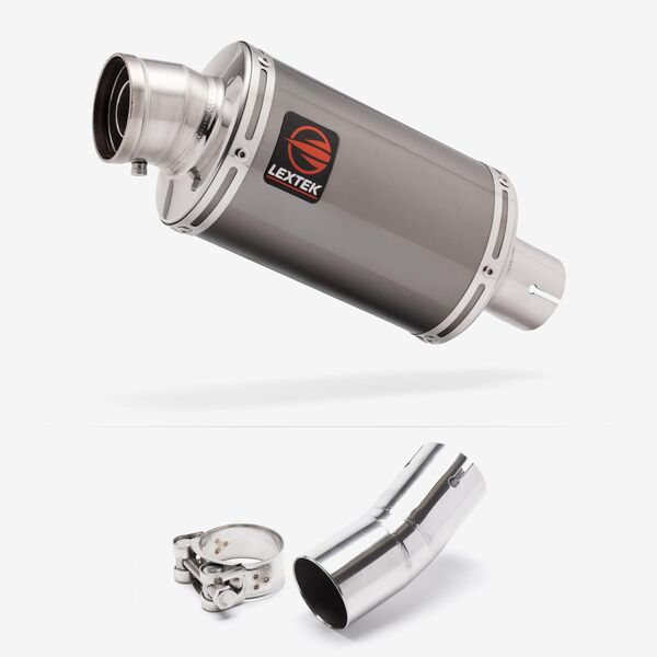 Lextek Smoked Stainless Steel OP15 200mm Exhaust with Link Pipe for Honda CB1000R (18-24)