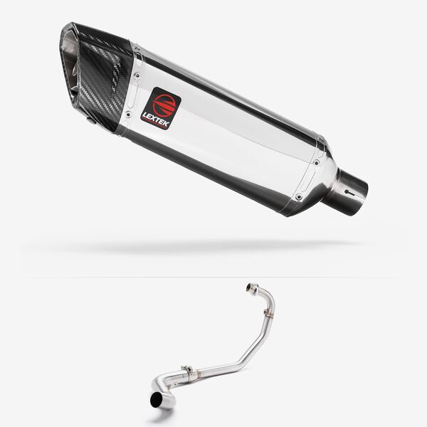 Lextek Polished Stainless Steel SP4 300mm Exhaust System for Lexmoto RSS 125 (22-24)