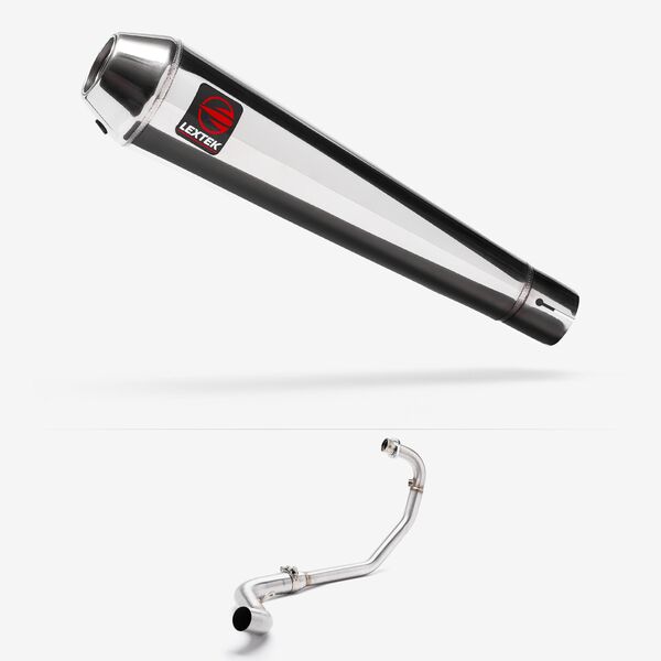 Lextek Polished Stainless Steel AC1 350mm Exhaust System for Lexmoto RSS 125 (22-24)