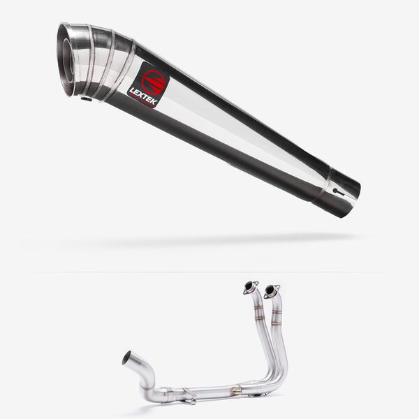 Lextek Polished Stainless Steel MP4 300mm Exhaust System for Suzuki GSX-8S/R (23-24)
