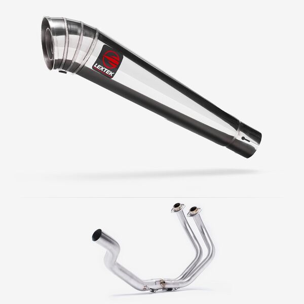 Lextek Polished Stainless Steel MP4 300mm Exhaust System for Yamaha  YZF-R7 (21-24) Pillion Mount