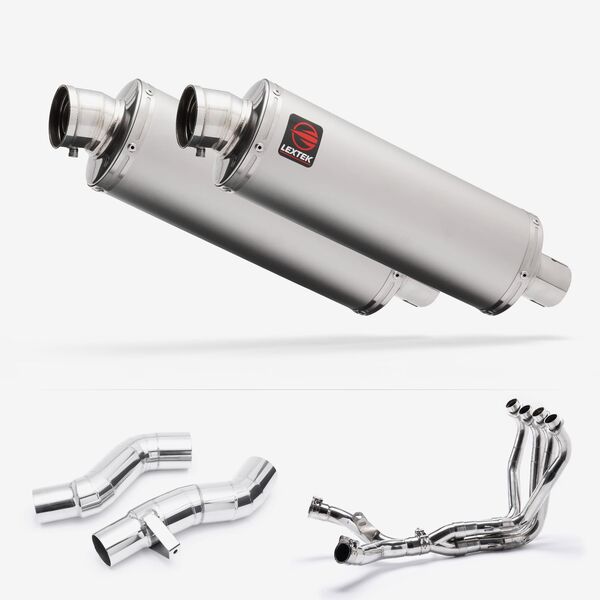 Lextek Matt Stainless Steel OP1 350mm Exhaust System for Kawasaki Z1000 SX WITH LUGGAGE 2010-2019