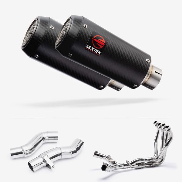Lextek Carbon Fibre CP9C 180mm Exhaust System for Kawasaki Z1000 SX WITH LUGGAGE 2010-2019