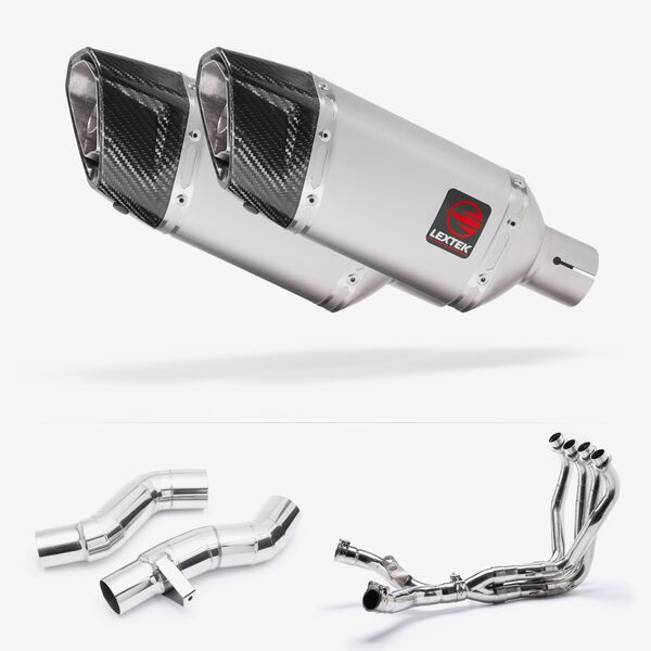 Lextek Matt Stainless Steel SP5 200mm Exhaust System for Kawasaki Z1000 SX WITH LUGGAGE 2010-2019