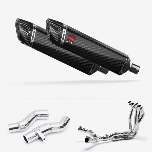 Lextek Carbon Fibre SP7C 400mm Exhaust System for Kawasaki Z1000 SX WITH LUGGAGE 2010-2019