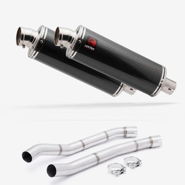 Lextek Carbon Fibre OP8C Matt Exhaust 350mm with Link Pipes for Kawasaki ZZR1400 (12-19)