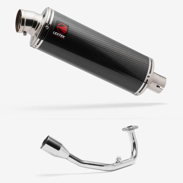 Lextek Carbon Fibre OP8C Matt S/Steel Exhaust System 350mm for Lexmoto Diablo 125 / SRT125