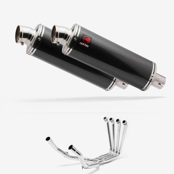 Lextek Stainless Steel OP8C Matt Oval Exhaust System 350mm for Yamaha FJR1300 (01-19)