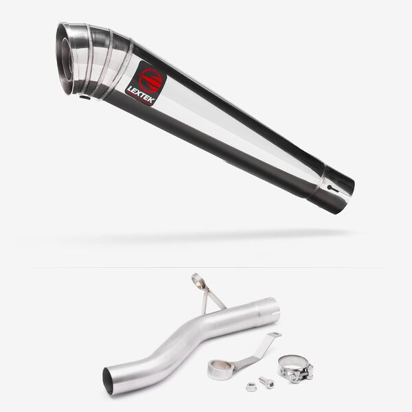 Lextek Polished Stainless Steel MP4 300mm Exhaust with Link Pipe for BMW F900 R/XR 2021-2024