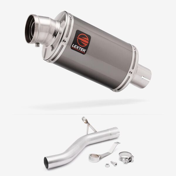 Lextek Smoked Stainless Steel OP15 200mm Exhaust with Link Pipe for BMW F900 R/XR 2021-2024