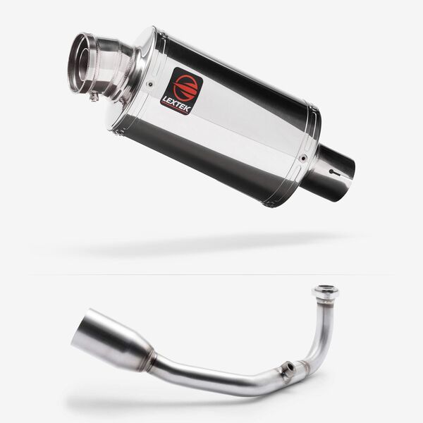 Lextek Polished Stainless Steel OP4 200mm Exhaust System for Lexmoto Aura 2021-2024