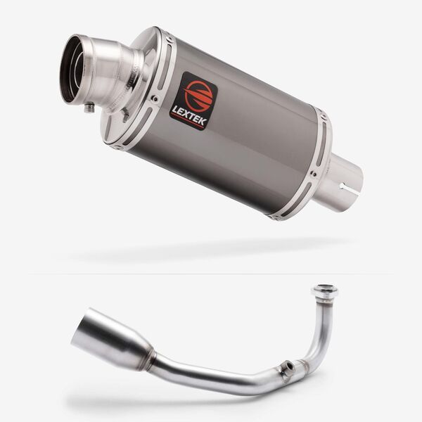 Lextek Smoked Stainless Steel OP15 200mm Exhaust System for Lexmoto Aura 2021-2024