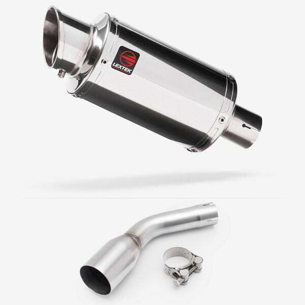 Lextek YP4 Stainless Steel 200mm Polished with Link pipe for Kawasaki Z125 2018-2024