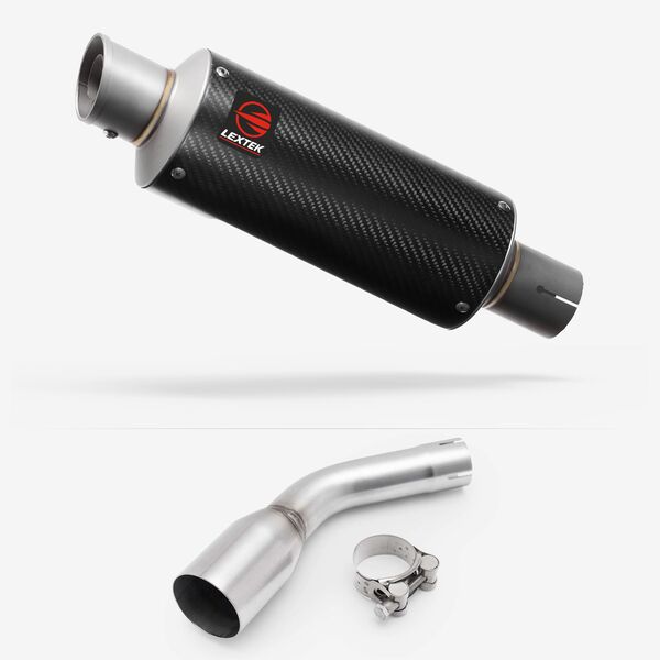 Lextek Carbon Fibre GP8C 240mm Exhaust with Link pipe for Kawasaki Z125 2018-2024