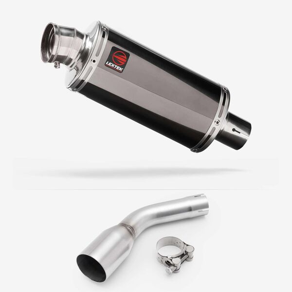 Lextek Smoked Stainless Steel OP16 250mm Exhaust with Link pipe for Kawasaki Z125 2018-2024