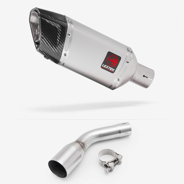 Lextek Matt Stainless Steel SP5 200mm Exhaust with Link pipe for Kawasaki Z125 2018-2024