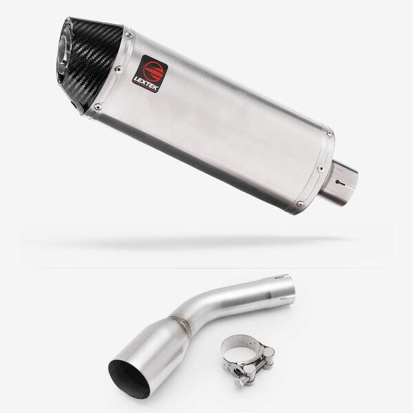 Lextek Brushed Stainless Steel RP2 300mm Exhaust with Link pipe for Kawasaki Z125 2018-2024