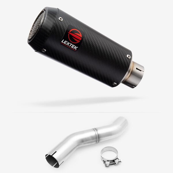 Lextek Carbon Fibre CP9C 180mm Exhaust with Link pipe for Honda CBR 500 R 2025