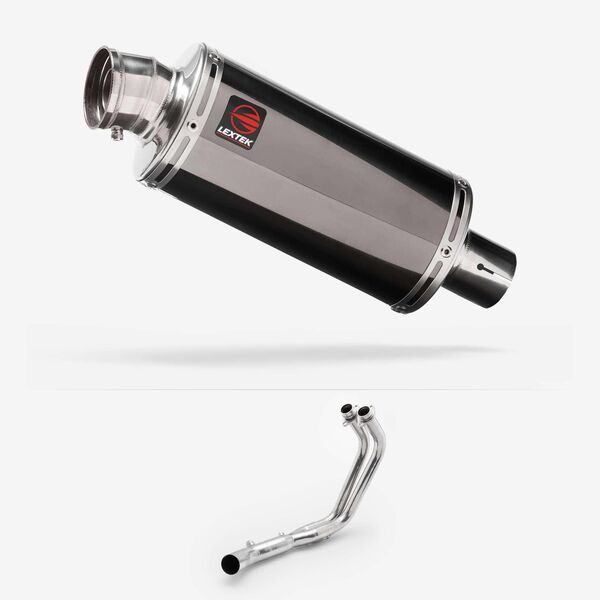 Lextek Dark Tint Stainless Steel OP16 250mm Exhaust System for Kawasaki Ninja 650 2017-2024