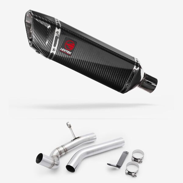Lextek Gloss Carbon Fibre SP9C 300mm with Link Pipe for BMW F 750 GS 2018-2024