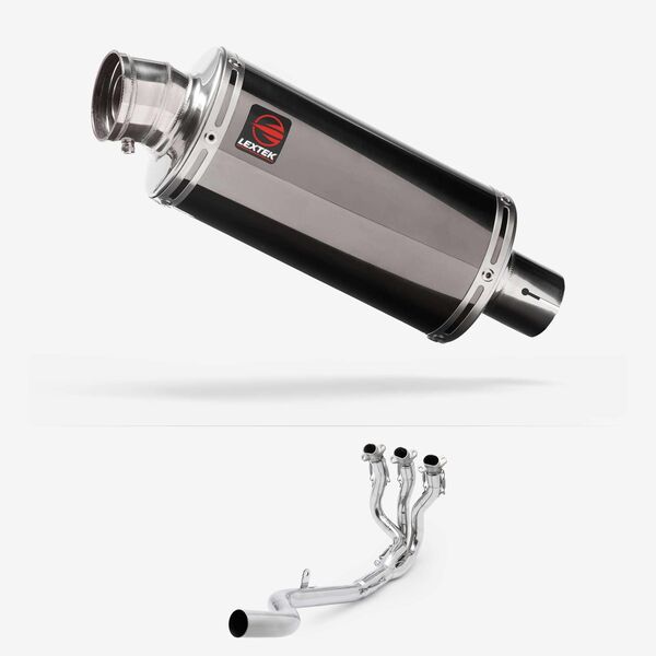 Lextek Dark Tint Stainless Steel OP16 250mm Exhaust System for Triumph Daytona 660 2024-2026