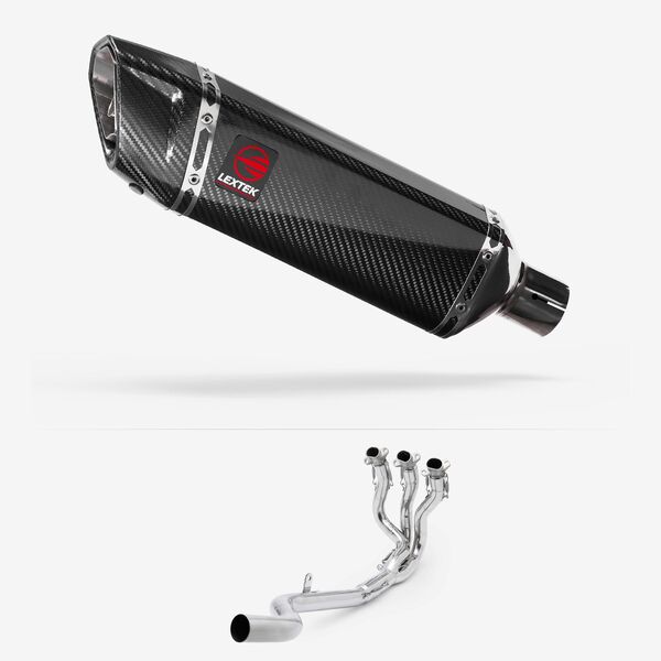 Lextek Gloss Carbon Fibre SP9C 300mm Exhaust System for Triumph Daytona 660 2024-2026