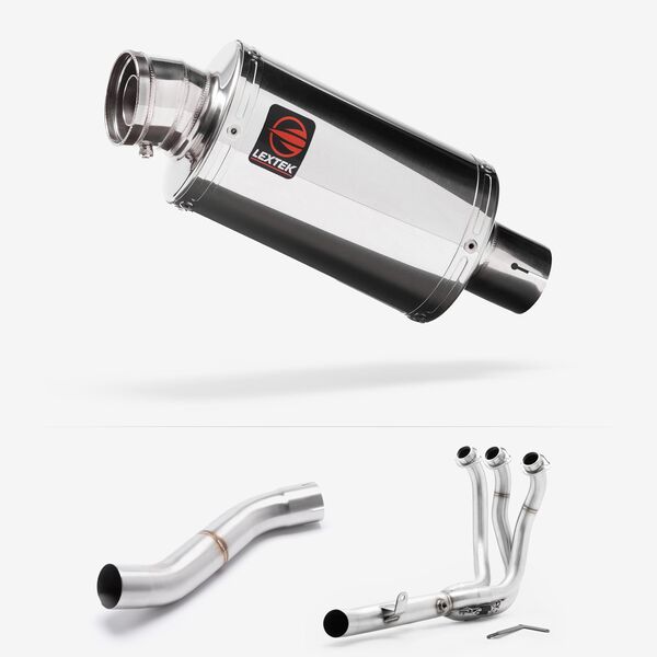 Lextek Chrome Stainless Steel OP4 200mm High Level Full system for Yamaha MT-09 2024-2026